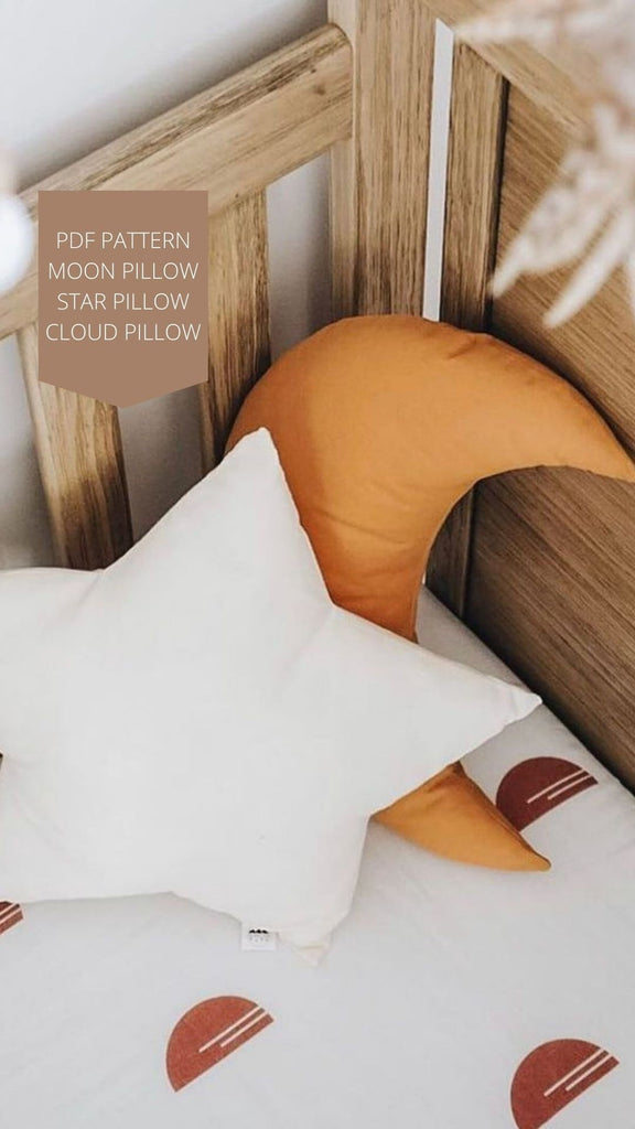 Cloud pillow Star Pillow Velvet Moon Pillow PDF sewing pattern, Sewing photo tutorial, DIY moon pillow, DIY cloud pillow pattern