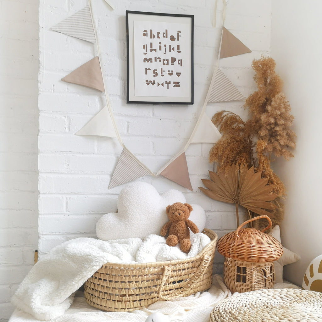 Beige Linen Banner Vintage nursery decor 