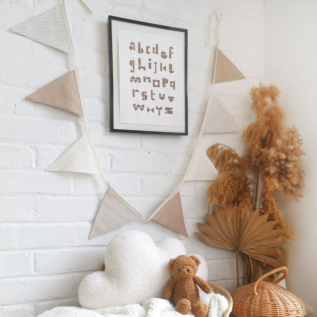 Beige Linen nursery decor 