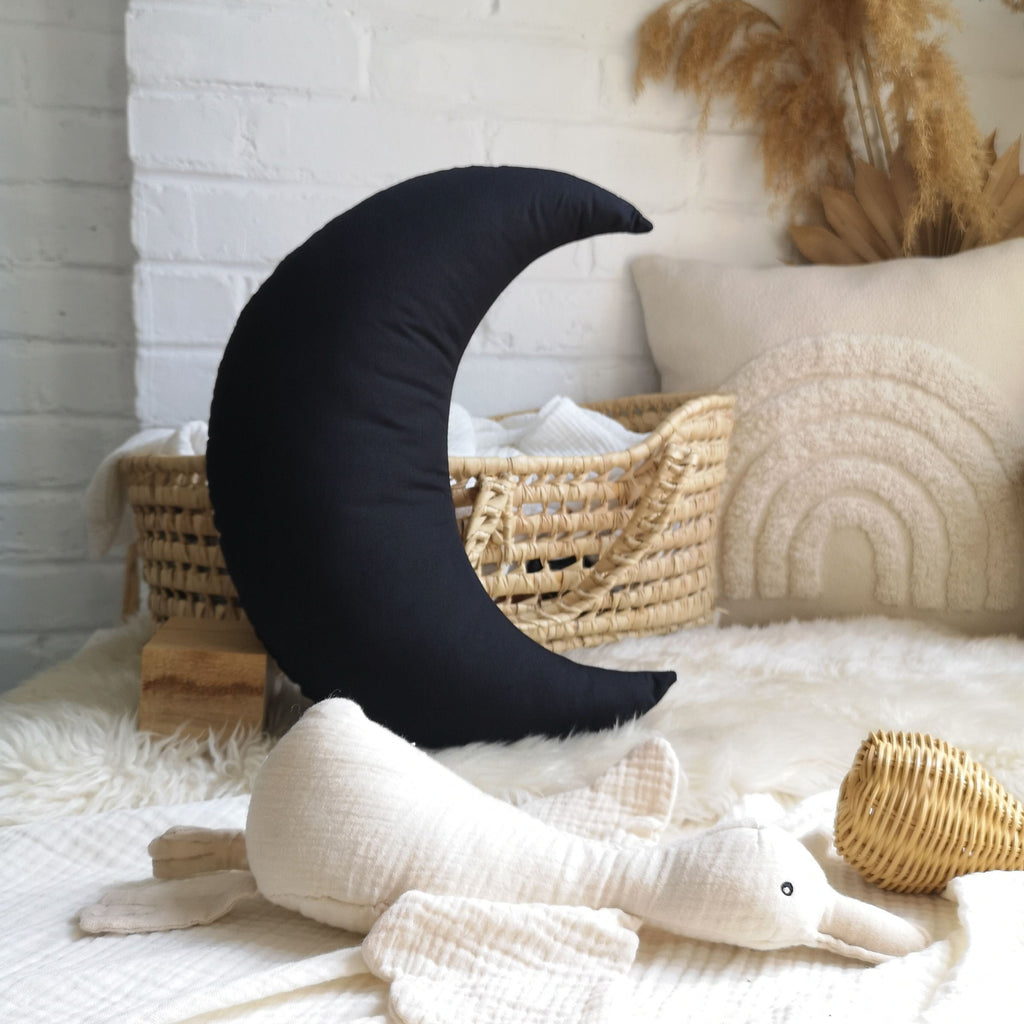 Coussin lune noir - halloween decor