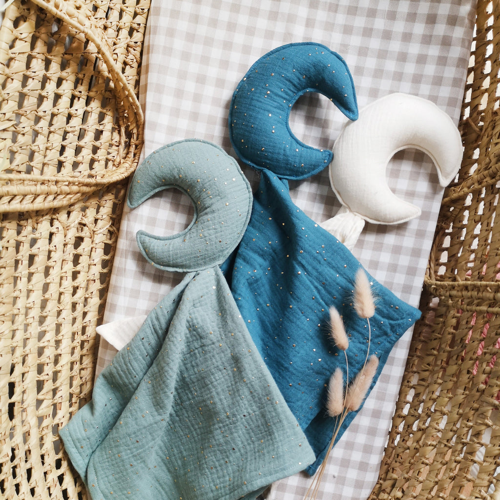 doudou lune-cadeau bébé garcon anniversaire- fabriqué en France