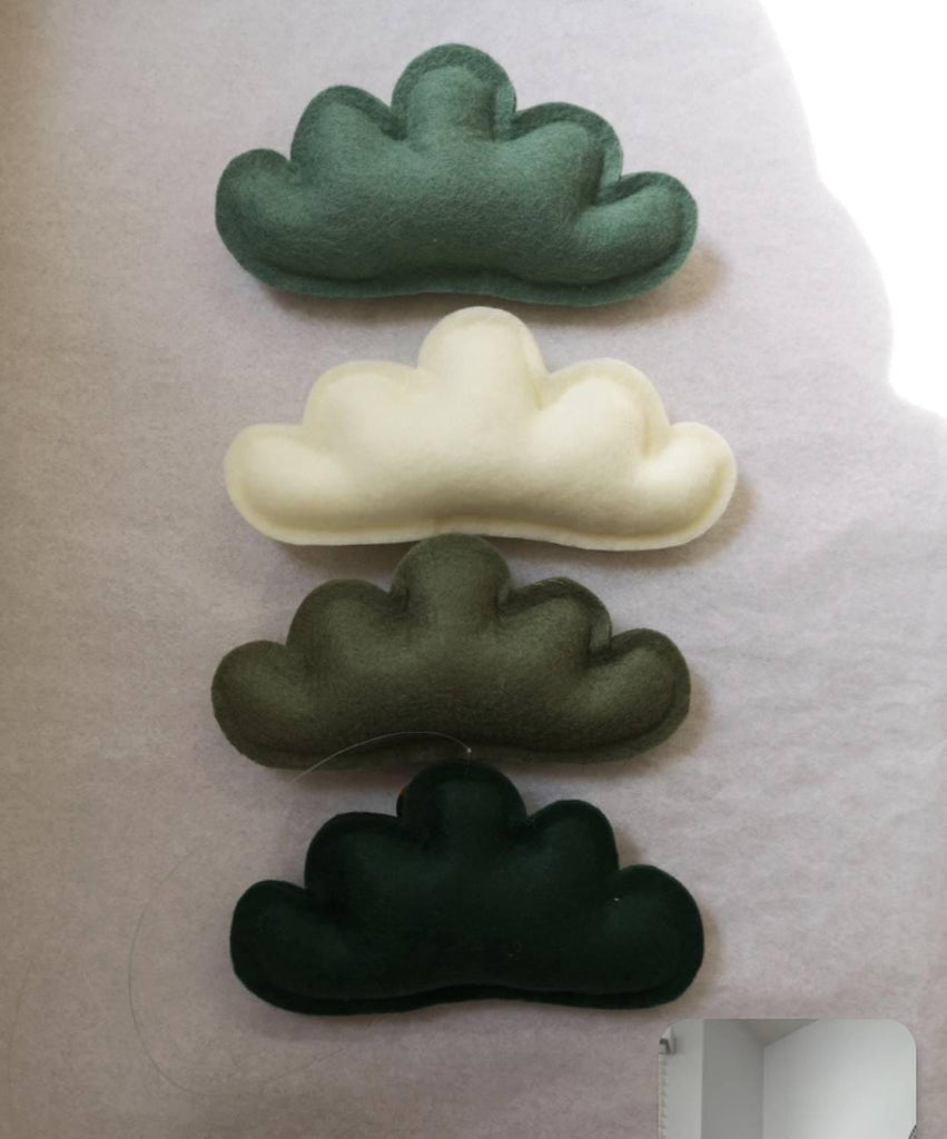 Green Baby Boy Mobile | Handmade Felt Cloud Mobile | The Butter Flying