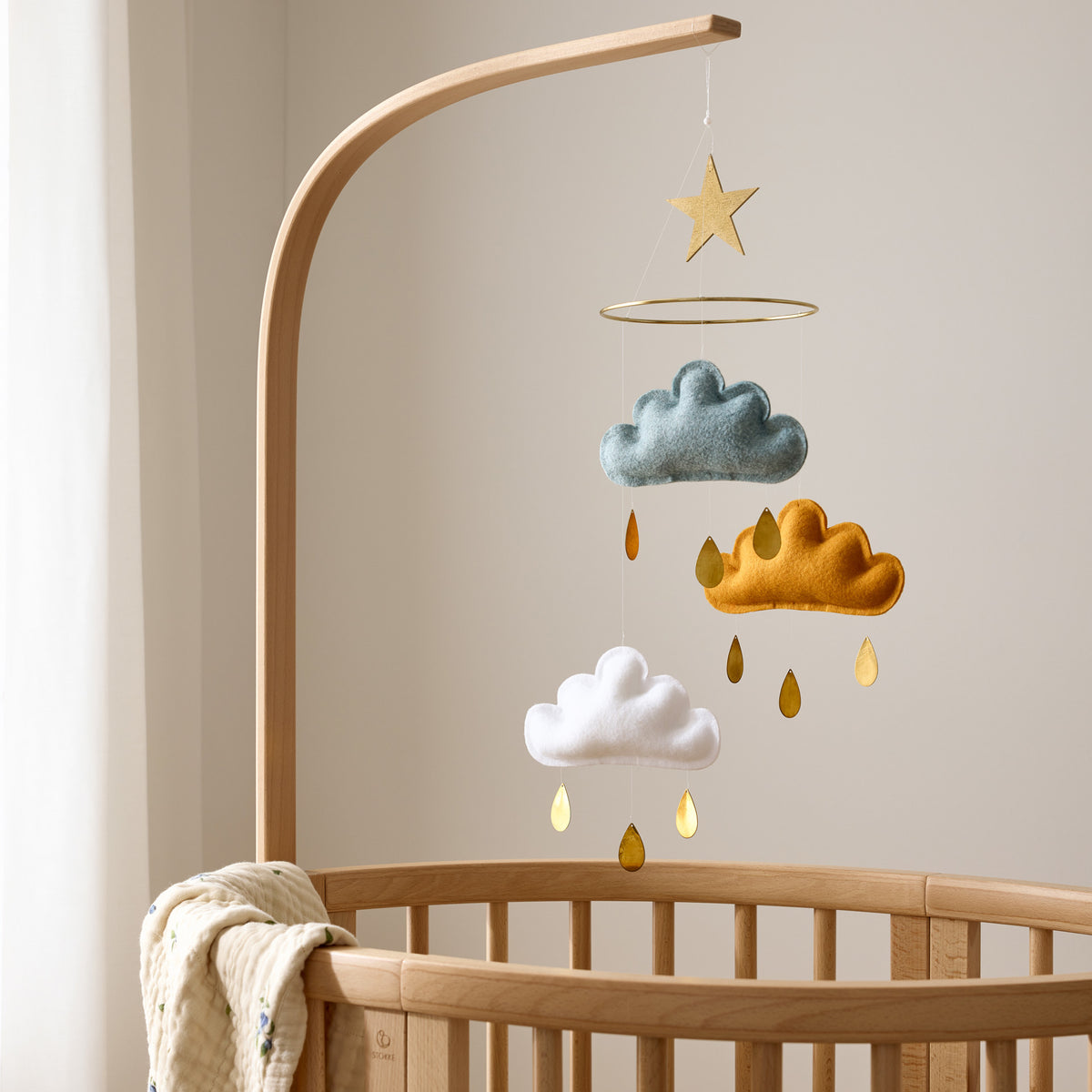 Cloud Mobile – Sage Green & Gold Star – The Butter Flying