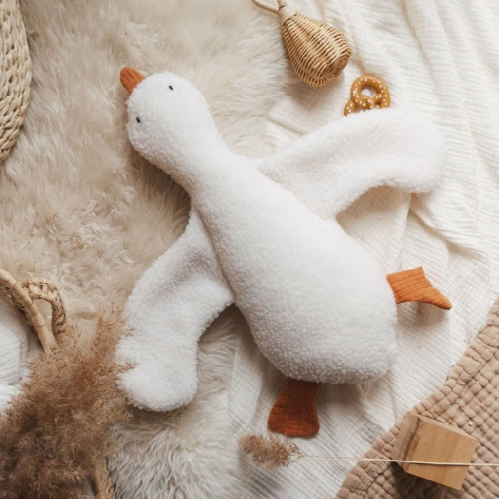 peluche oie sherpa ultra douce pour nouveau-né