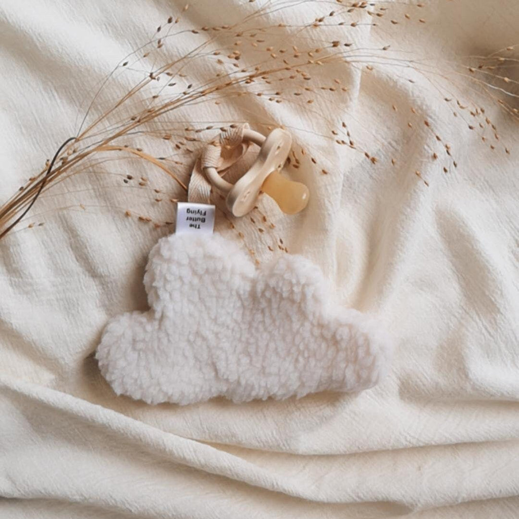 ​Attache Tétine Nuage- Blanc et Beige - Pacifier Clip Cloud -The Butter Flying