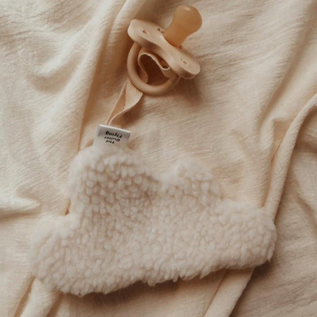 ​Attache Tetine Nuage- Blanc et Beige - Pacifier Clip Cloud - Beige and White- Girl Baby Gift- The Butter Flying
