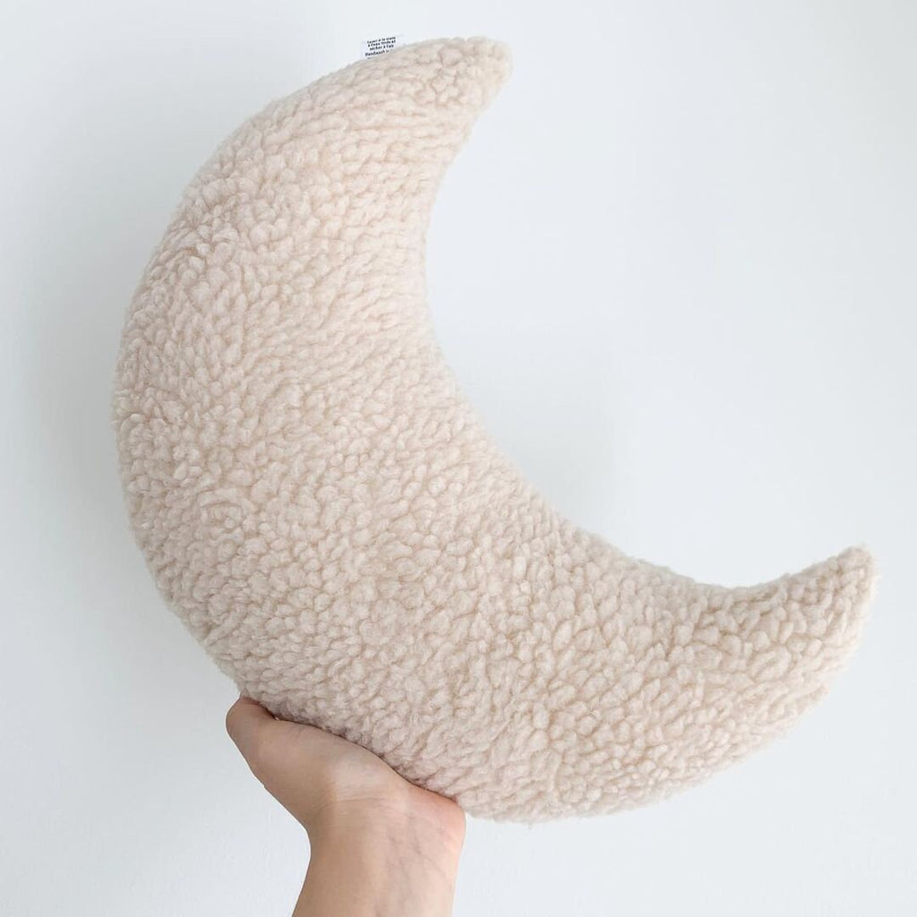moon pillow sherpa beige- coussin lune beige